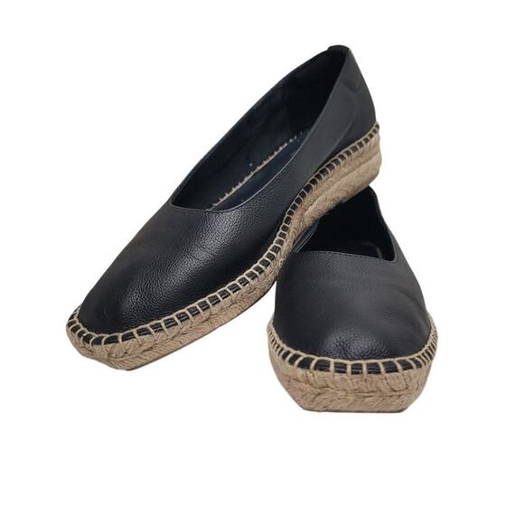 EVERLANE “The Espadrille” Black Leather/Jute Whipstitch & Wedge-Sz 9 - Picture 8 of 8